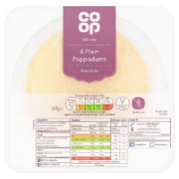 Co Op Indian 6 Plain Poppadums Cooked 48g