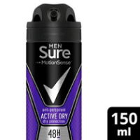 Sure Men Active Dry Aerosol Antiperspirant Deodorant 150ml